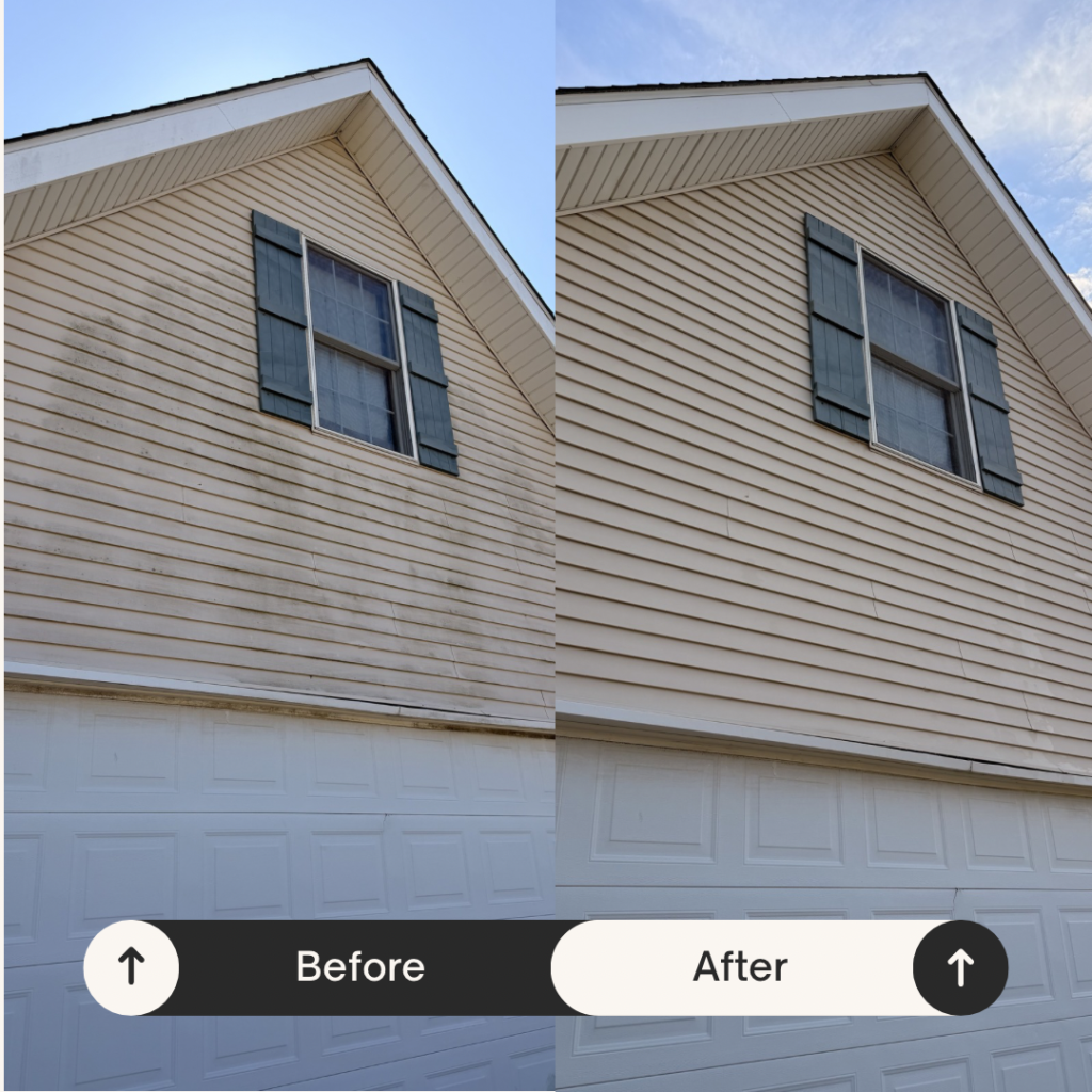 House soft wash white siding before and after Will County IL